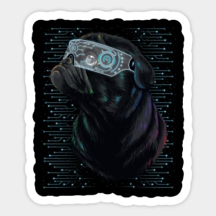 High Tech Black Pug Sticker